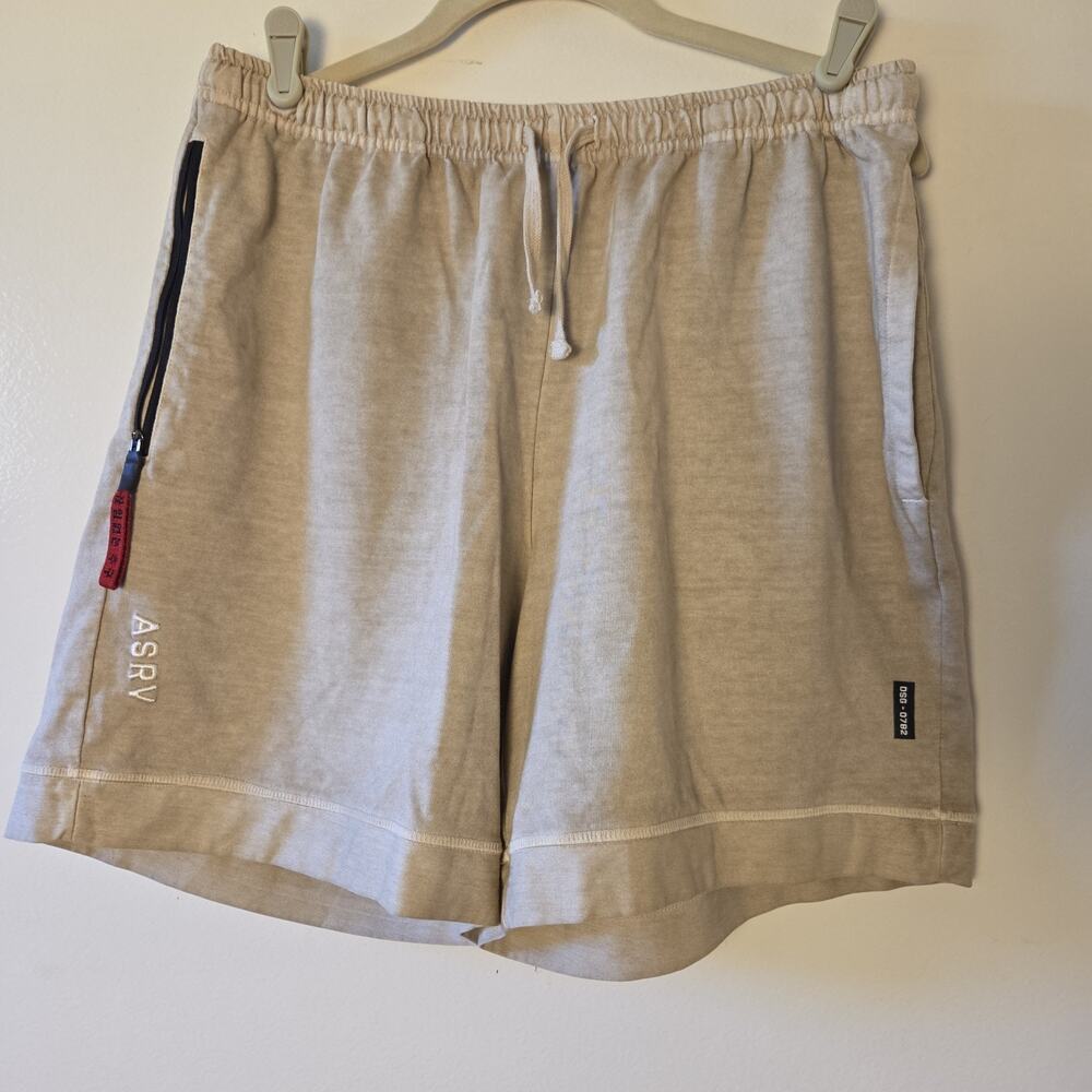 ASRV Tech Essential Sweat Shorts Mens Size M Medium Faded Chai Beige Gym Trainin